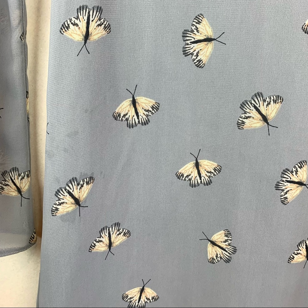 Topshop Moth Print Tie Sleeve Skater Dress Size 8 - Picture 11 of 15